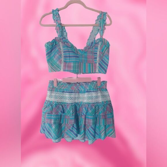 🍭LOVE SHACK FANCY🍭 - Matching crop top + high-rise layered skirt “SET”- XL - Picture 9 of 16